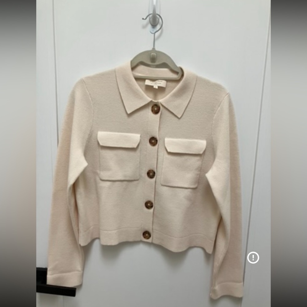 Sézane La Maille Betty Wool Cardigan in Ecru- Size Small - Picture 4 of 13